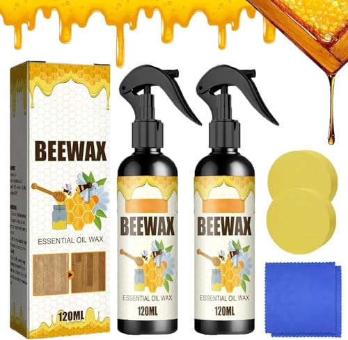 Spray lucidante per mobili in cera d'api naturale, aggiornamento 2024, spray per cera d'api naturale, cera d'api spray micro-molecolarizzata naturale, cera d'api originale per mobili, detergente spray