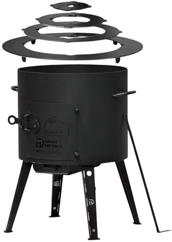 4BIG.fun Utschak Ø44 Uchag Four à ragoût Utschag Four de camping Anneaux adaptateurs pour plaque de cuisson Kazan Cheminée Cuisine champêtre Cuisine extérieure Four Barbecue Canon à goulasch Pot en