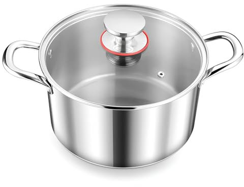 DYHQQ Marmite en Acier Inoxydable De 4 litres pour Cuisson À Induction avec Couvercle Visible, Marmite en Acier Inoxydable Triple Épaisseur Compatible avec Toutes Les Plaques De Cuisson
