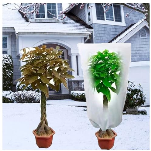 LHKveritas Voile Hivernage Plante Exterieur, Lot de 7 PCS 39.3 * 47in Housse d'hivernage pour Plantes en Pot, Contre Le Froid et Le Gel, 60g/m² bâche Protection Arbustes Couverture