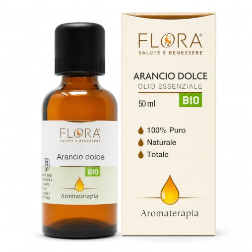 FLORA Arancio Dolce Olio essenziale, pack da 1 Pz da 50 ml, BIO-CODEX - 100% puro naturale e totale proveniente da coltivazioni biologiche controllate'