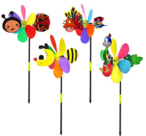 OnIUeZky Jardin Décor de Moulin à Vent en Plastique Animal Pinwheel Kid Pinwheel Jouet pour la décoration de Jardin de Jardin 4pcs