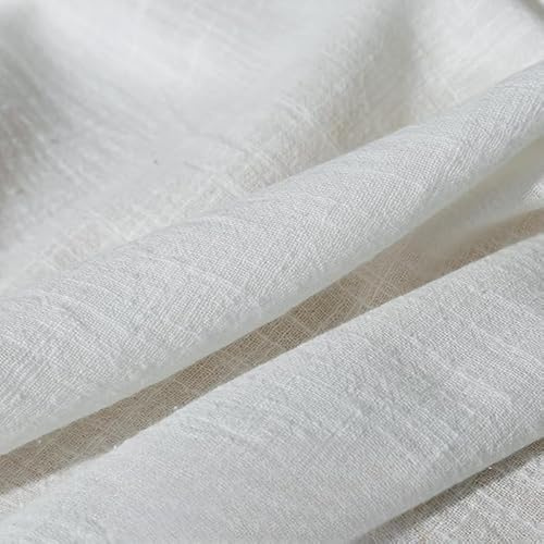 YKAFADE 300cm * 135cm Stoff aus Baumwolle und Leinen, Musselin Baumwollstoff Dekostoff Leinenstoff Meterware Nähstoff für DIY Basteln Tischdecken, Kissen Vorhänge Kleidungsdekoration -Weiß #2