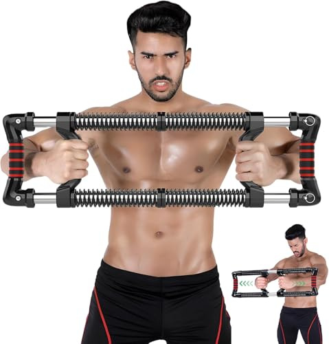 Tatqilo Brust-Expander, verstellbar, 18-90 kg Armtrainer mit 8 abnehmbaren Federn, für Herren, Brust, Bauchmuskeln, Bizeps und Rücken, tragbares Heim-Fitnessgerät