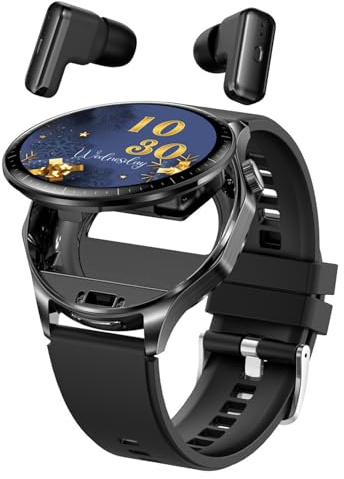 Orologio intelligente con cuffie, orologio 2 in 1, IP67, impermeabile, schermo da 1,43 pollici, fitness tracker, contapassi, frequenza cardiaca, monitoraggio del sonno, misurazione della pressione
