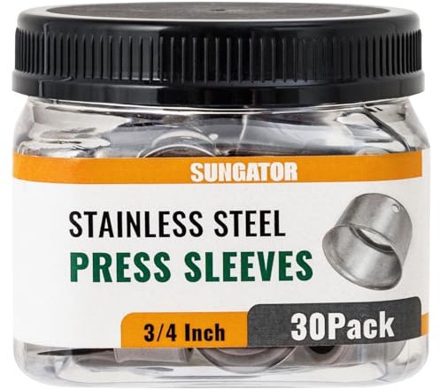 30 Pack 3/4 Pex Stainless Steel Press Sleeves, SUNGATOR 3/4'' Press Sleeves for 3/4 Inch Pex Pipe, Brass or Poly PPSU Pex Fittings