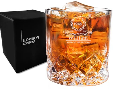 Personalised Whiskey Glass for Men Engraved Whiskey Tumbler Glass Personalised Gifts for Men Personalised Glasses 7oz/210ml Fathers Day Birthday Christmas Wedding Best Man Groomsmen Gift (Design 1)