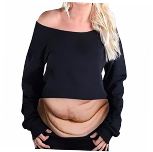 MOBUTOFU Anti-diebstahl Bauchtasche Damen Herren Pu-Kunststoff Hüfttasche mit Großem Fach und Verstellbarem Gurt Lustige Bierbauch Optik für Reisen Alltag Nutzung