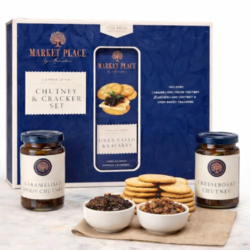 Easter Gift Set – Chutney & Crackers - Onion Chutney & Gournet Crackers Hamper - Cheese Lovers Gift for Couples, Mum, grandma – Birthday, Thank You