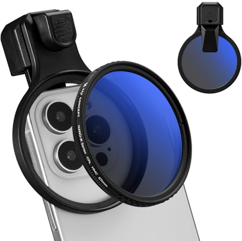K&F CONCEPT 67mm Press-on CPL Phone Lens Filter Kit, Polarizing Filter Compatible with iPhone 17/16/15/14/13/12, 16/15/14/13/12 Pro & Pro Max, Samsung, Phone Camera Attachment for Photography