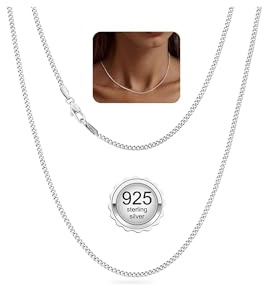 Silberkette Damen 925 Silber Kette Curb 1.5mm Halskette Geschenk 18 Zoll