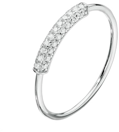 Stfery Diamantring Platin für Damen, Barrenring Echt Gold Schmuck Gr.61 (19.4)