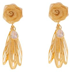 Golden Rose Tassel Alloy Earrings Luxurious and Romantic Earrings Birthday Gift for Girlfriend or Wife