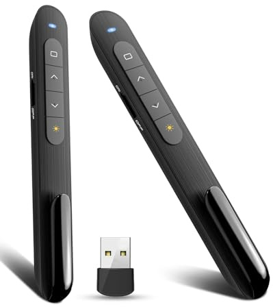 2Pack Wireless Presenter Remote Presentation Pointer Clicker with Hyperlink Volume Remote Control, Powerpoint Board Slide Advancer Presentation Clicker for Mac/Laptop(NO Battery)