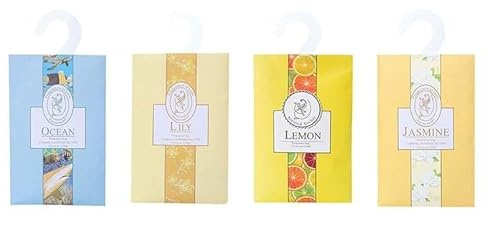 Gettimore 6er-Pack Aromabeutel zum Aufhängen, natürliche Duftsäckchen für Schrank, Schublade und Zimmer, Lilie, Rose, Jasmin, Lavendel, Zitrone, 11,2 x 18 cm