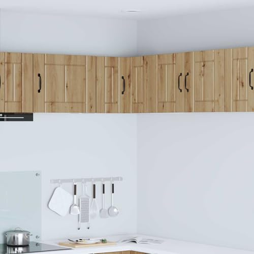 Mokuyary Armario de cocina de roble Artisan, 57 x 57 x 40 cm, material de madera, armarios de cocina colgantes de pared, armarios de almacenamiento flotantes, modelo 1 armario de esquina de pared