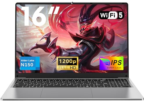 NIAKUN 16 Inch Cheap Gaming Laptop RAM 16GB SSD 1TB, Processor N150 (1.2 to 3.6GHz), 2026 Budget Gaming Laptop Computer, 1920x1200P/6000MAH/46.2Wh/Backlit Keyboard/Touchpad
