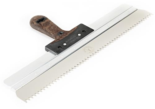 Regal & Barnes Serrated Finishing Spatula 480mm - 680mm – Triangle Tooth Stainless Steel Spatula with Leather Handle, Render & Basecoat Tool (480mm)