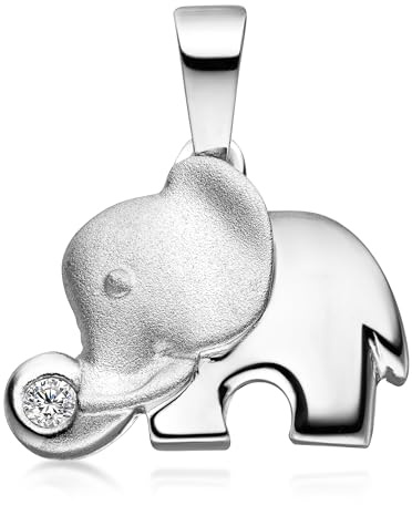 MATERIA by Matthias Wagner Elefant Kettenanhänger Silber 925 Schmuck Anhänger Zirkonia weiß + Box KA-99