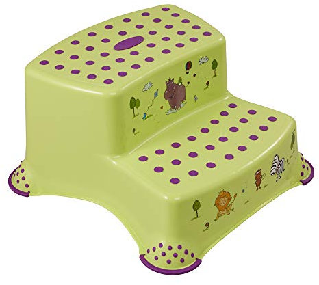 keeeper Hippo Zweistufiger Tritthocker, Ab ca. 3 bis ca. 14 Jahre, Anti-Rutsch-Funktion, Igor, Grün