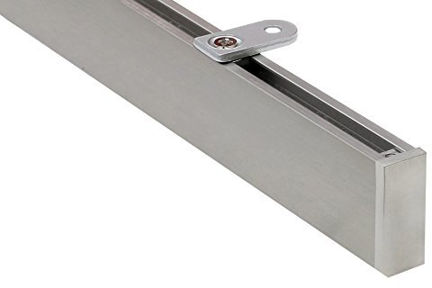 Gardineum 4,60 m (3 x 1,53 m + Verbinder) Vorhangschiene, alle Längen bis 4,00 m möglich, Gardinenstange, Innenlauf, Deckenmontage, modern, edelstahlfarbig, 1-Lauf