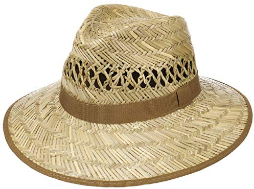 Lipodo Big Brim Traveller Strohhut Made in Italy Damen und Herren Frühling Sommer Natur L (58-59 cm)