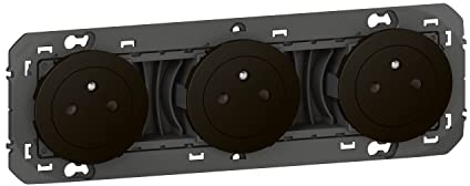 LEGRAND - Prise Triple Murale 16A avec Terre dooxie Surface - Prise 2P + T Affleurante avec Fond Rétractable - Fabriqué En France - Noir
