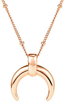 MENDOZZA Damen Hals-Kette Halb-Mond Silber Gold Roségold Edelstahl Sichel Collier 18 Karat Damen-Schmuck (Rosegold, 50)