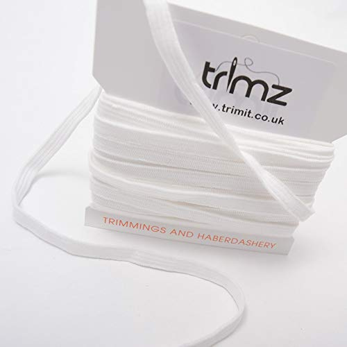 Trimz Élastique plat tressé Blanc 6 mm x 5 m