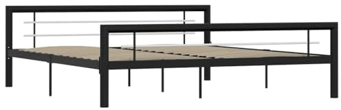 vidaXL Bettgestell Bett Metallbett Schlafzimmerbett Doppelbett Bettrahmen Schlafzimmermöbel Ehebett Lattenrost Schwarz Weiß Metall 180x200cm