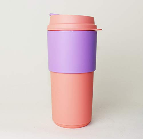 TUPPERWARE Kaffeebecher to go rosa 490ml, Permanent Kaffee Becher, Unterwegs + Hängelöffel Türkis
