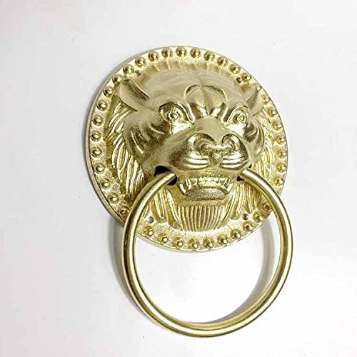 LLDDSS Türklopfer 1 stücke antike Messing löwen Kopf türklopfer günstige kleine Pull Ring massivholz türglas türgriff Ornament türknöpfe (Color : Copper Color)