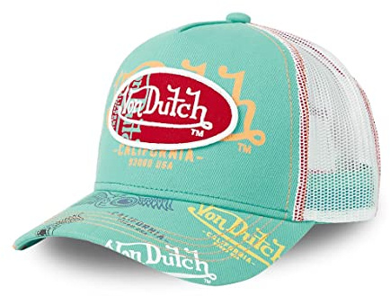 Von Dutch Cap Herren und Damen, Trucker Brand, Türkis GRE2 | Unisex, Erwachsene 55,5-60cm, Verschluss Snapback, Steifes Mesh, Gebogener Schirm, Streetwear