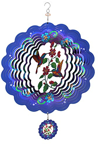 TFANUO Floral Hummingbird Kinetic 30,5 cm 3D Windspiel Metall Edelstahl große Windskulpturen Fänger & Spinner für Hof und Garten Kunst Indoor/Outdoor Dekorationen