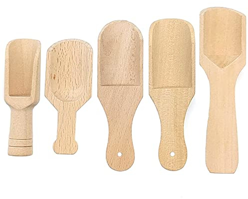 HAOBIN 5 Stücke Holzlöfel Klein Mini Salzlöfelfechte Holzschaufeln Teeschaufeln Kaffeeschaufeln Süßigkeitenlöfel Aus Holz Küchenutensilien, FÜR Kaffee, Gewürze, Tee