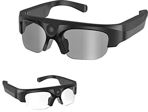 1 pz 4K Fotocamera Occhiali da Sole, 2K Video Occhiali da Sole Auricolare Bluetooth Occhiali, IPX6 Sport Action Camera con Lenti Trasparenti, Streaming Video e Foto da Occhiali a Telefono Tramite App