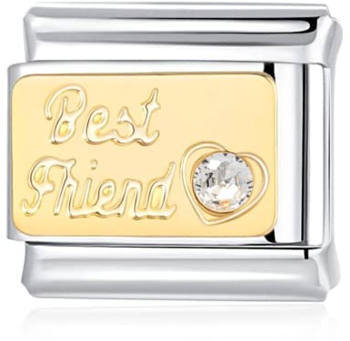 Family Italian Charms Collection - Mom, Aunt, Sister, Cousin, Daughter and Best Friend Italian Gift Charm Fits all 9mm Italian Style Charm Bracelets (Best Friend Italian Charm)