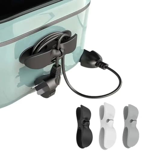 3 piezas de enrollador de cable, soporte de cable, enrollador de cable de cocina, organizador de cable de cocina, después de presionar el adhesivo de doble cara en el soporte, la pasta es muy firme