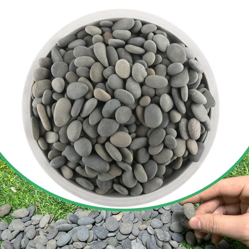 2.4LB River Rocks Mexican Beach Pebbles for Garden Landscape Stone Paving Stone Grey 1Inch - 1.5Inch…