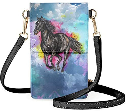 BYCHECAR Handy-Geldbörse für Teenager, Mädchen, kleine Leder-Crossbody-Tasche mit transparentem Fenster, Handytasche, Pferde-Batikfärbung, Einheitsgröße