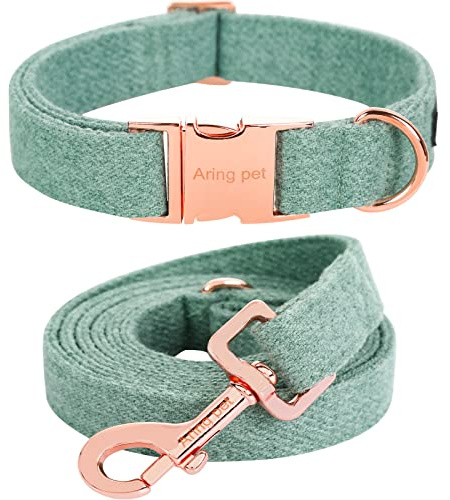 ARING PET Hundehalsband mit Leine, Baumwolle niedlichen Hundehalsband und Leine Set, verstellbare Hundehalsbänder mit Metallschnalle für kleine mittlere große Hunde
