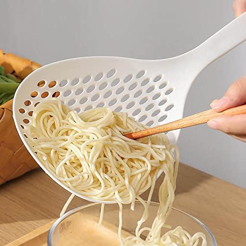 Cuchara Para Espumadera, Colador De Cucharón De Cocina Antiadherente Espumaderas De Cocina Resistentes Al Calor Mango Largo Aceite Antideslizante Colador De Alimentos Herramienta De Cocina(white)