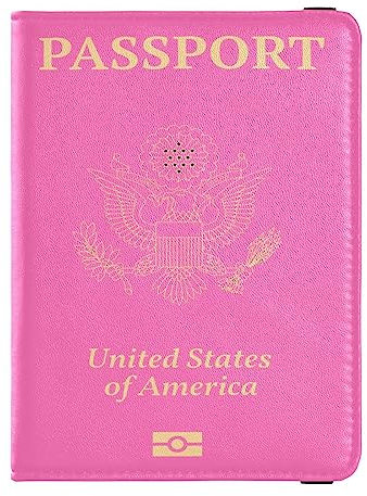 Reisepasshülle, Brieftasche, Kombi für Damen und Herren, PU-Leder, Ausweis, Impfkartenhalter, Brieftasche, Kartenschutz, Reisepass, Orange, Knallpink (Hot Pink), Einheitsgröße