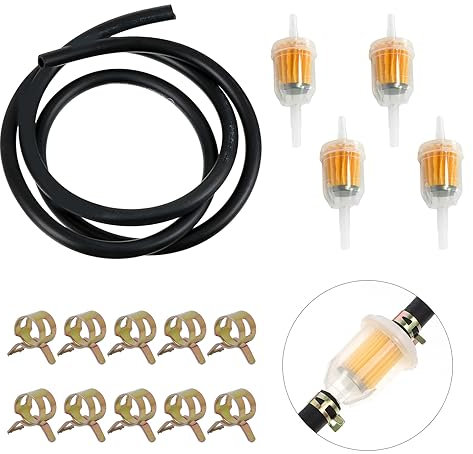 Filtro Carburante Benzina, Filtri Benzina Moto, Kit Tubo Benzina, Kit Clip a Molla Per Linea Filtro Carburante, Adatto Per Ciclomotore Diesel Per Scooter Per Tosaerba Per Auto, 15 Pezzi
