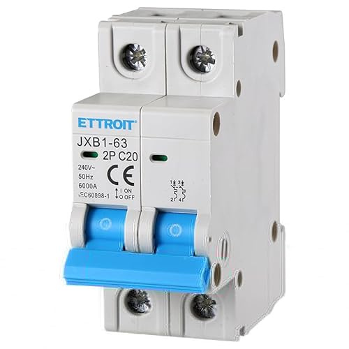 Disjoncteurs Thermique-magnétique de Protection 2P 20A 220V Salvavita 2 Modules DIN Ettroit JXB1-63-2P-20A