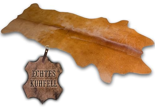 unendlich schoen – Echter Kuhfell Teppich klein, Läufer für Wohnzimmer Flur Eingangsbereich, Rinderfell für kleinere Flächen (rot braun, 160x70cm)