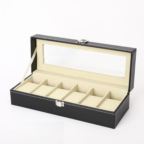 DTREEL Uhrenbox Mit 20 Fächern, Uhrenkasten Mit Glasdeckel, Schmuckkästchen Uhrenkoffer 2 Ebenen, 1 Schublade Für Uhren, Ringe, Uhrenkoffer (Color : B)