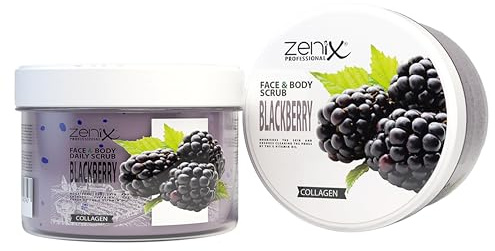 Zenix Face & Body Scrub 275ml | Hautreinigendes Peeling für Gesicht und Körper | entfernt abgestorbene Zellen | klärt Talg | pflegt die Haut | Spendet der Haut Feuchtigkeit - (Blackberry)