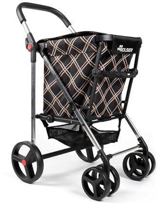 Carro Rolser Basket Chiara 4 Ruedas Grandes 2 Giratorias Plegable - Negro