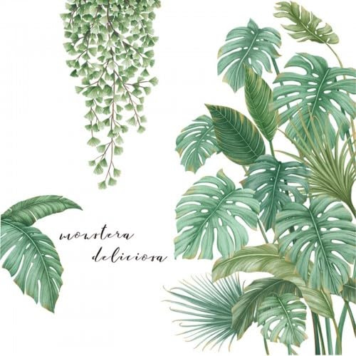 Adesivo Murale Pianta Tropicale, Adesivo da Parete Pianta Tropicali Rimovibili Foglie Verdi, Adesivo Murale Foglia di Palma Natura Monstera, per DIY Soggiorno, Camera da Letto, Corridoio, Frigorifero